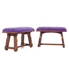 Victorian Eastlake Walnut Stool Bench - Pair