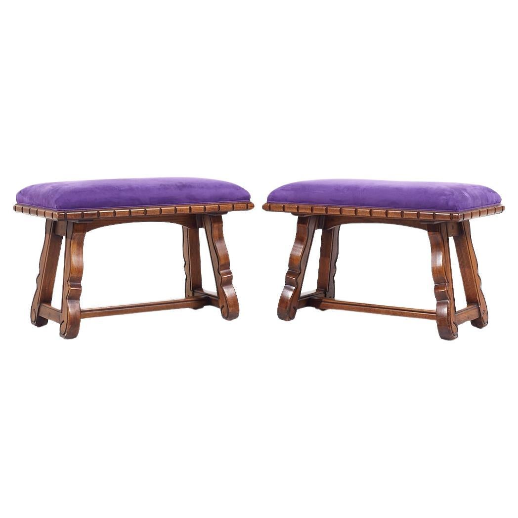 Victorian Eastlake Walnut Stool Bench - Pair For Sale