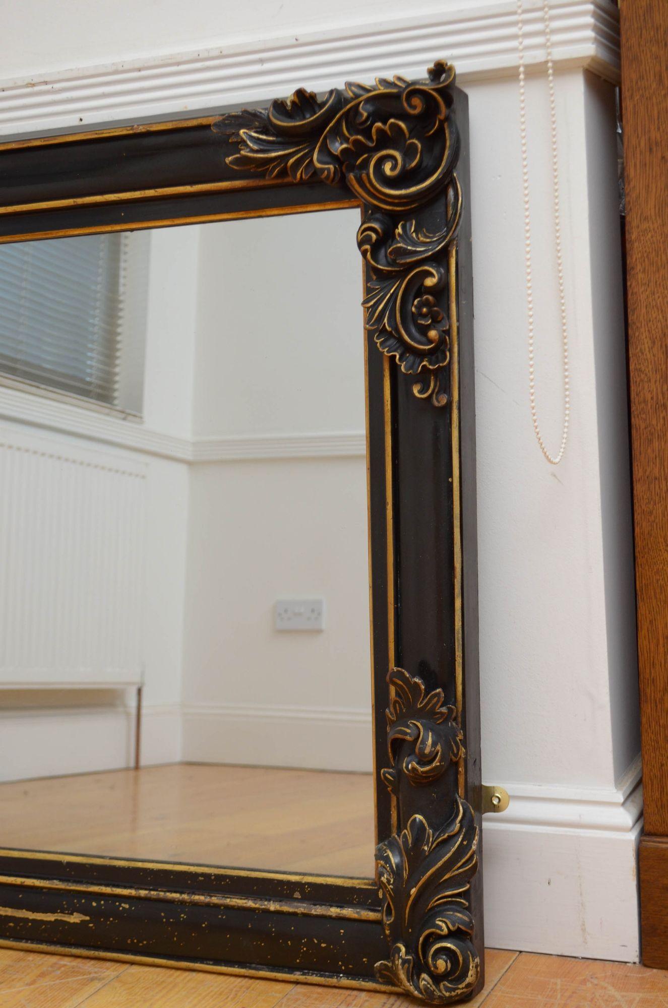 Victorian Ebonised and Gilded Wall Mirror H88cm For Sale 3