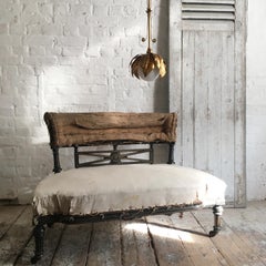 Victorian Ebonized and Gilt Petite Settee, circa 1880