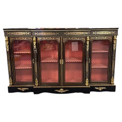 Victorian Ebonised & Boulle Breakfront Credenza