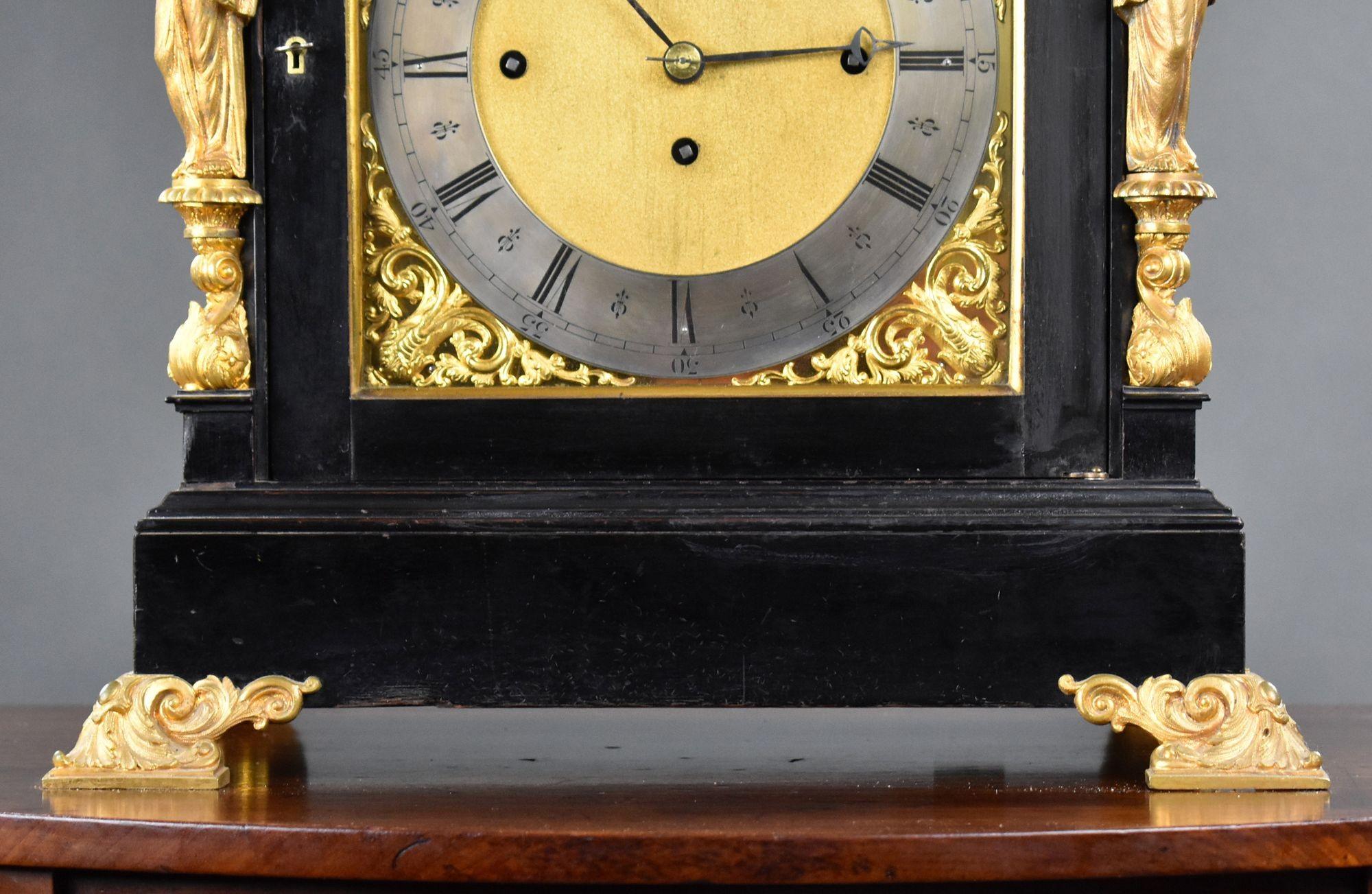 Victorian Ebonized Bracket Clock by Barraud & Lunds For Sale 2