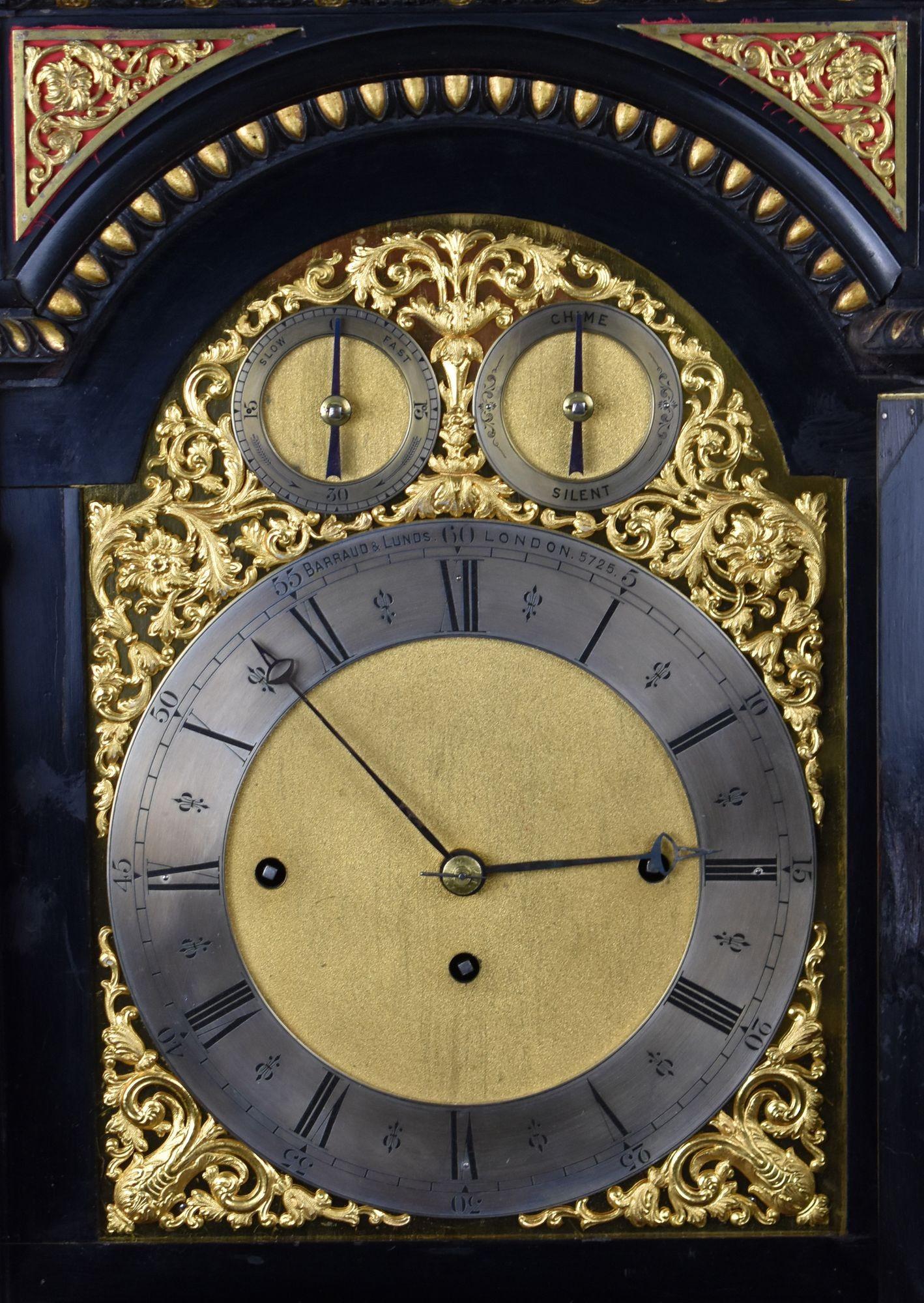 Victorian Ebonized Bracket Clock by Barraud & Lunds For Sale 6