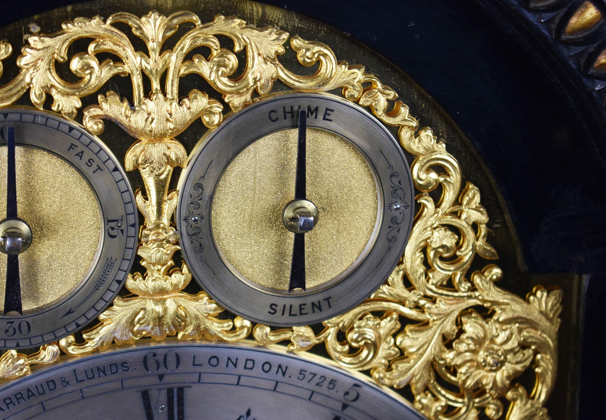 Horloge de support victorienne en bois d'ébène de Barraud & Lunds en vente 11