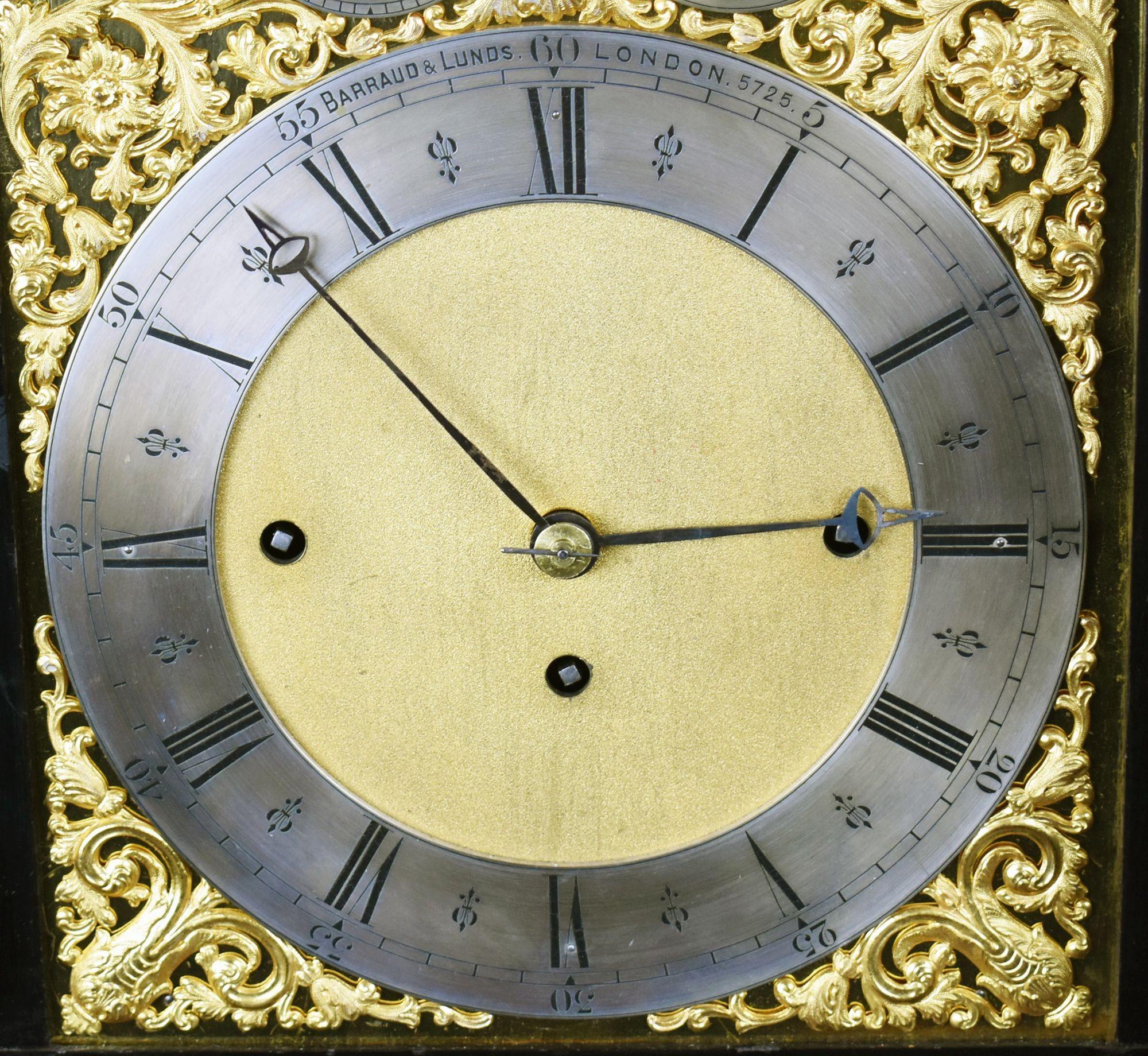 Victorian Ebonized Bracket Clock by Barraud & Lunds For Sale 9