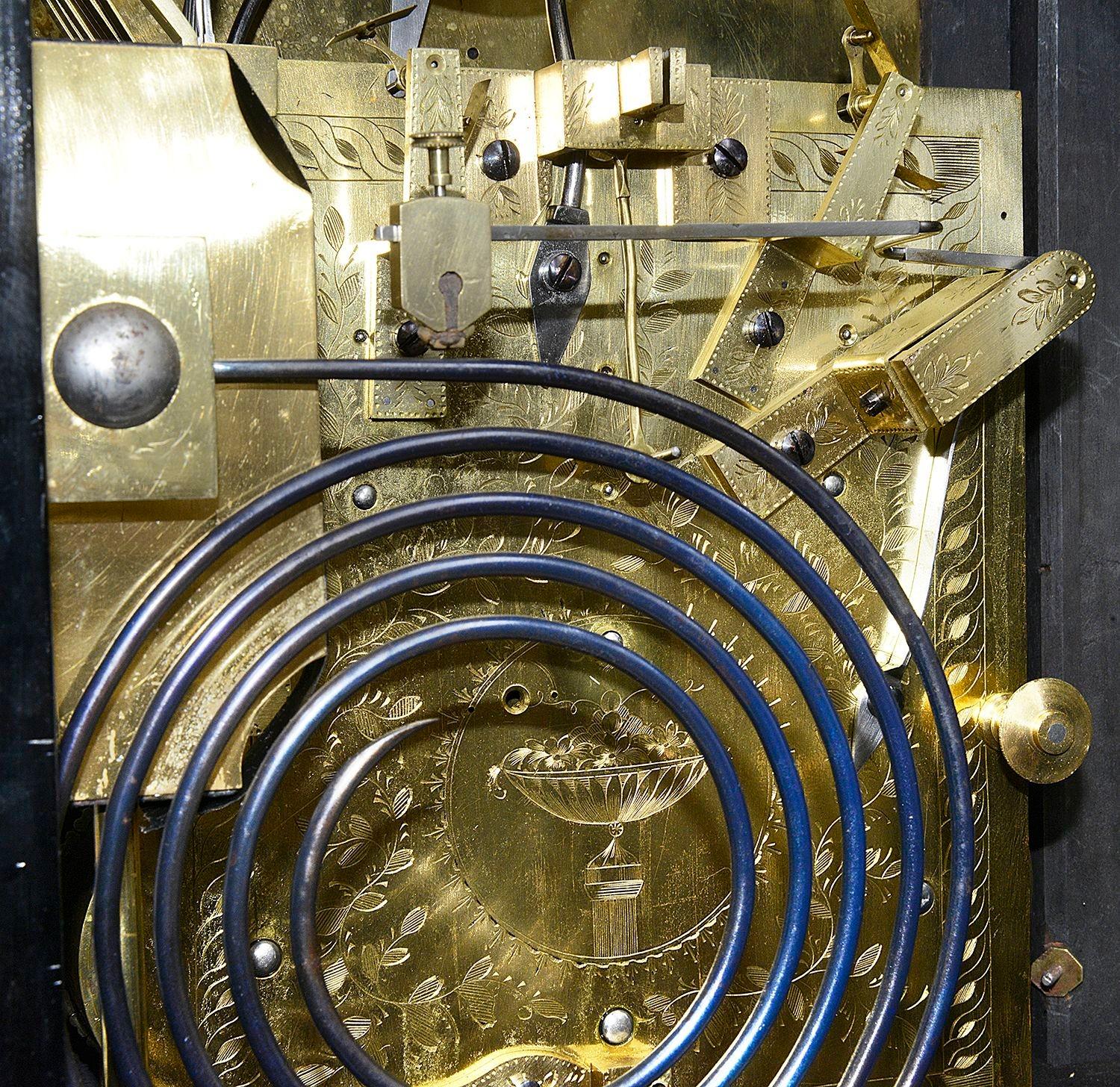 Victorian ebonised chimming mantle clock For Sale 2