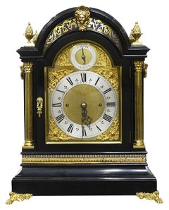 Victorian ebonised chimming mantle clock