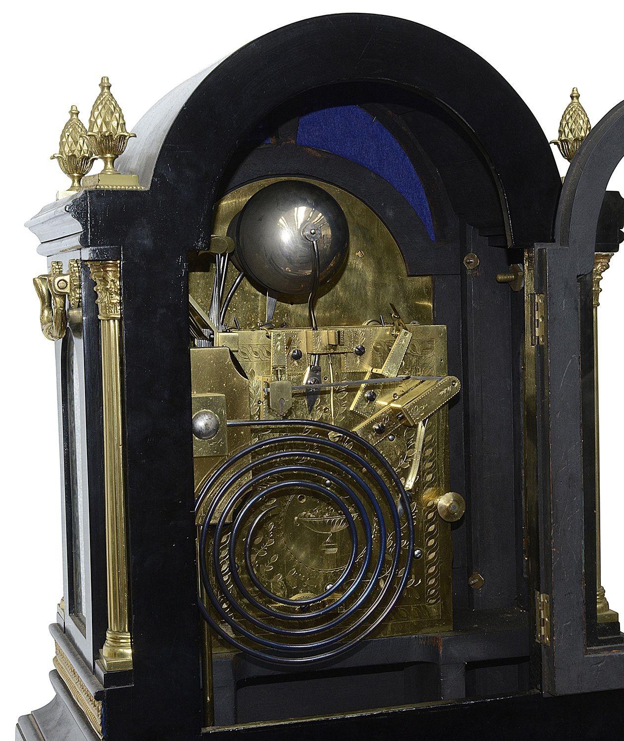 Victorian ebonised chimming mantle clock For Sale 1