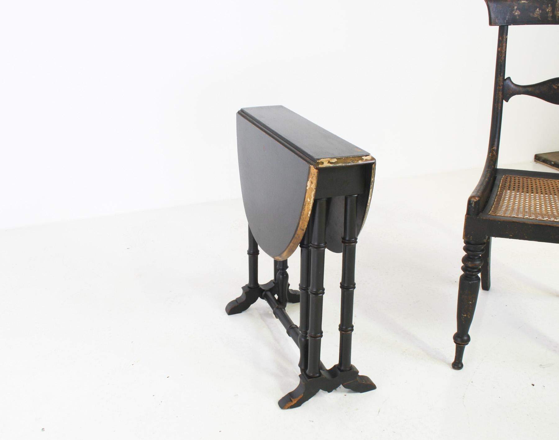 Victorian Ebonised Faux Bamboo Gate Leg Occasional Side Table For Sale 4