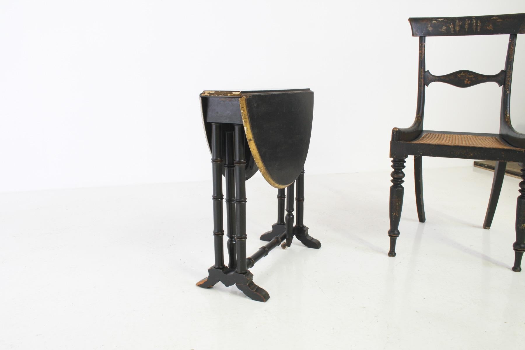 Victorian Ebonised Faux Bamboo Gate Leg Occasional Side Table For Sale 5