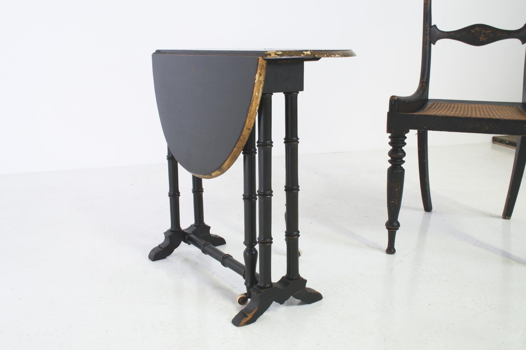 Victorian Ebonised Faux Bamboo Gate Leg Occasional Side Table For Sale 9