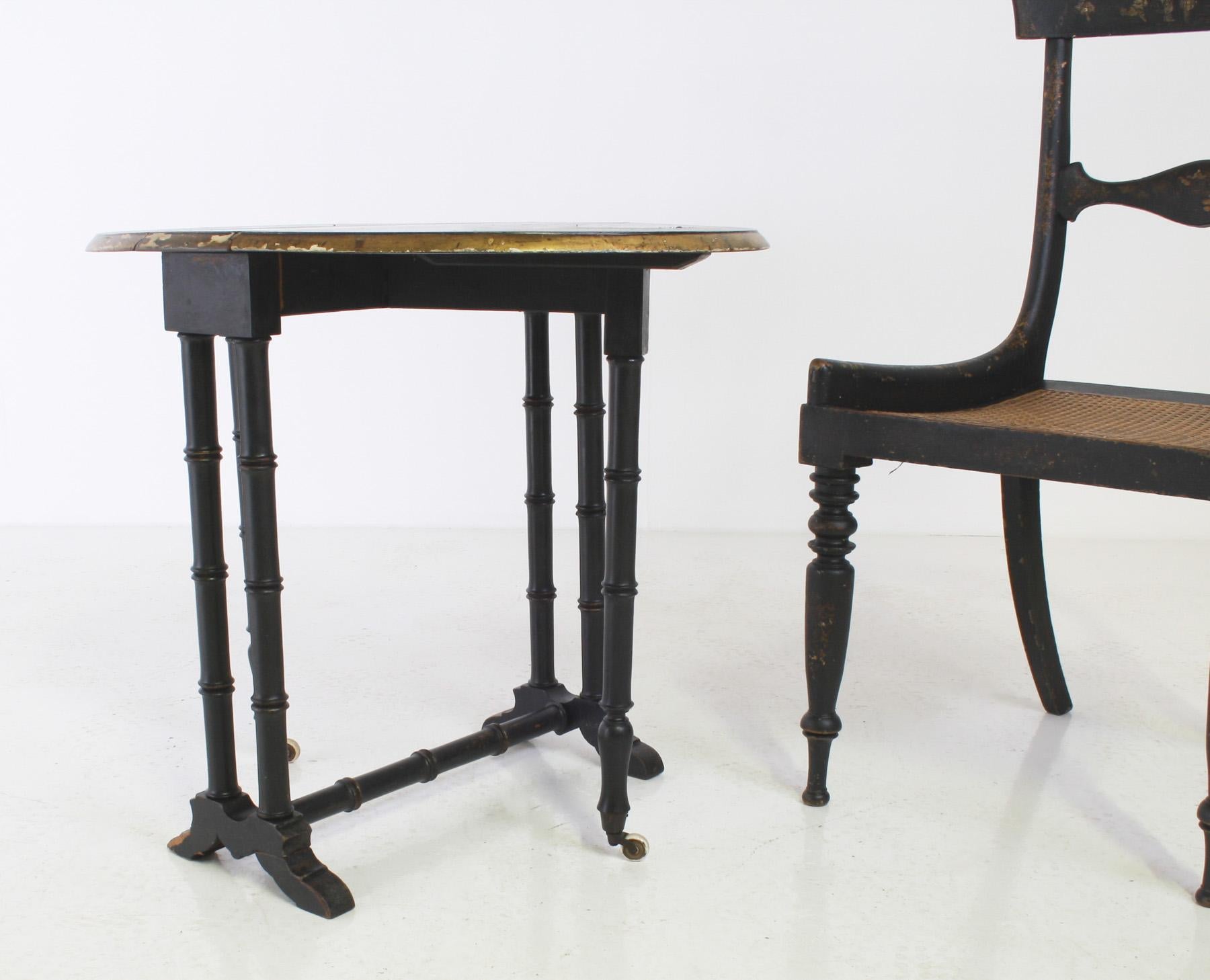 Victorian Ebonised Faux Bamboo Gate Leg Occasional Side Table For Sale 10