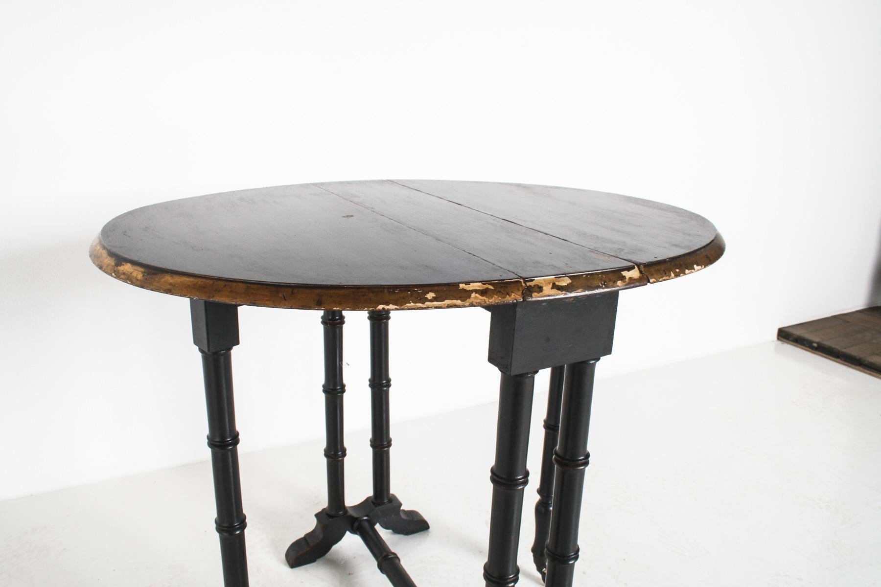 Victorian Ebonised Faux Bamboo Gate Leg Occasional Side Table For Sale 12