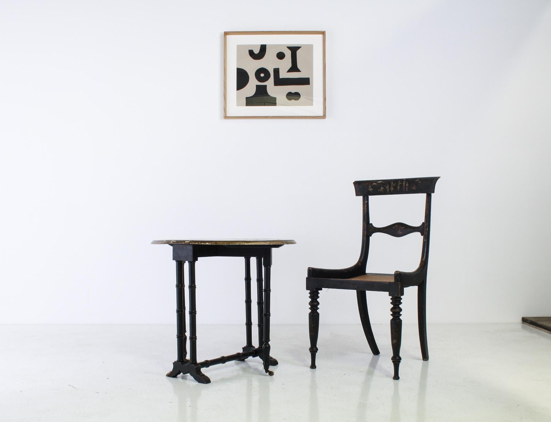 British Victorian Ebonised Faux Bamboo Gate Leg Occasional Side Table For Sale