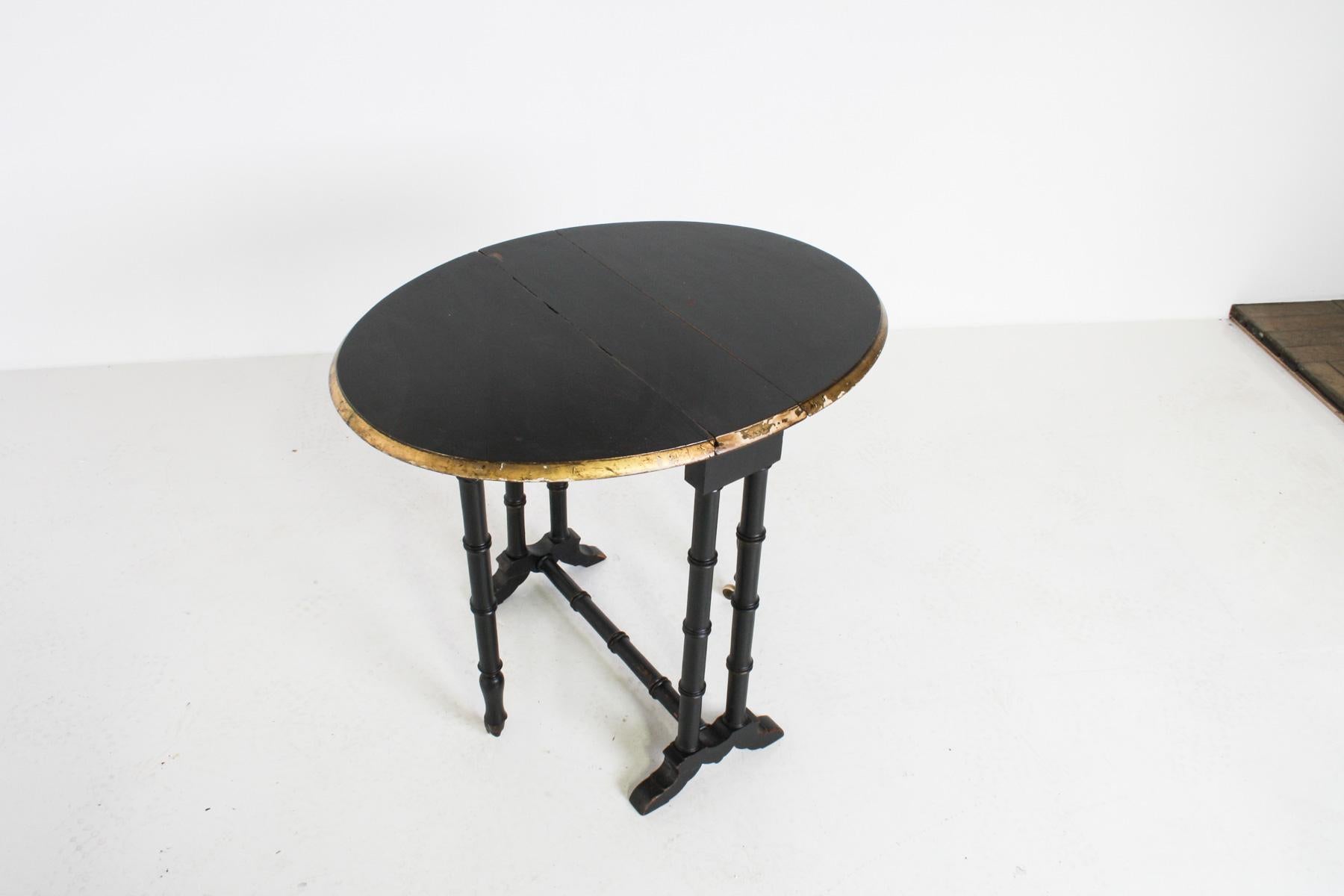 Ebonized Victorian Ebonised Faux Bamboo Gate Leg Occasional Side Table For Sale