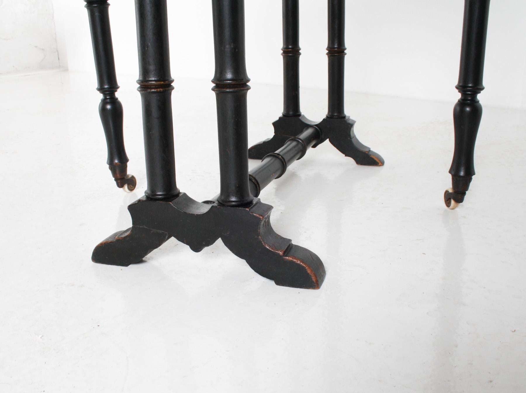 19th Century Victorian Ebonised Faux Bamboo Gate Leg Occasional Side Table For Sale