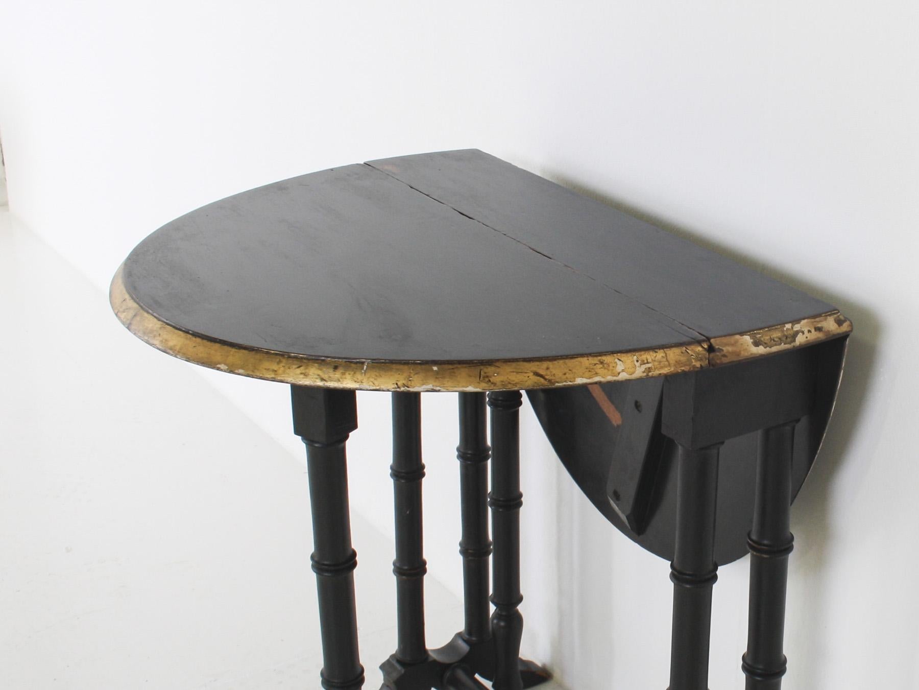 Victorian Ebonised Faux Bamboo Gate Leg Occasional Side Table For Sale 1