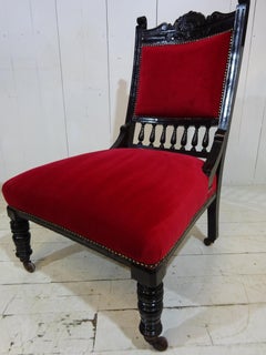 Victorian Ebonised Side Chair with Velvet Seat