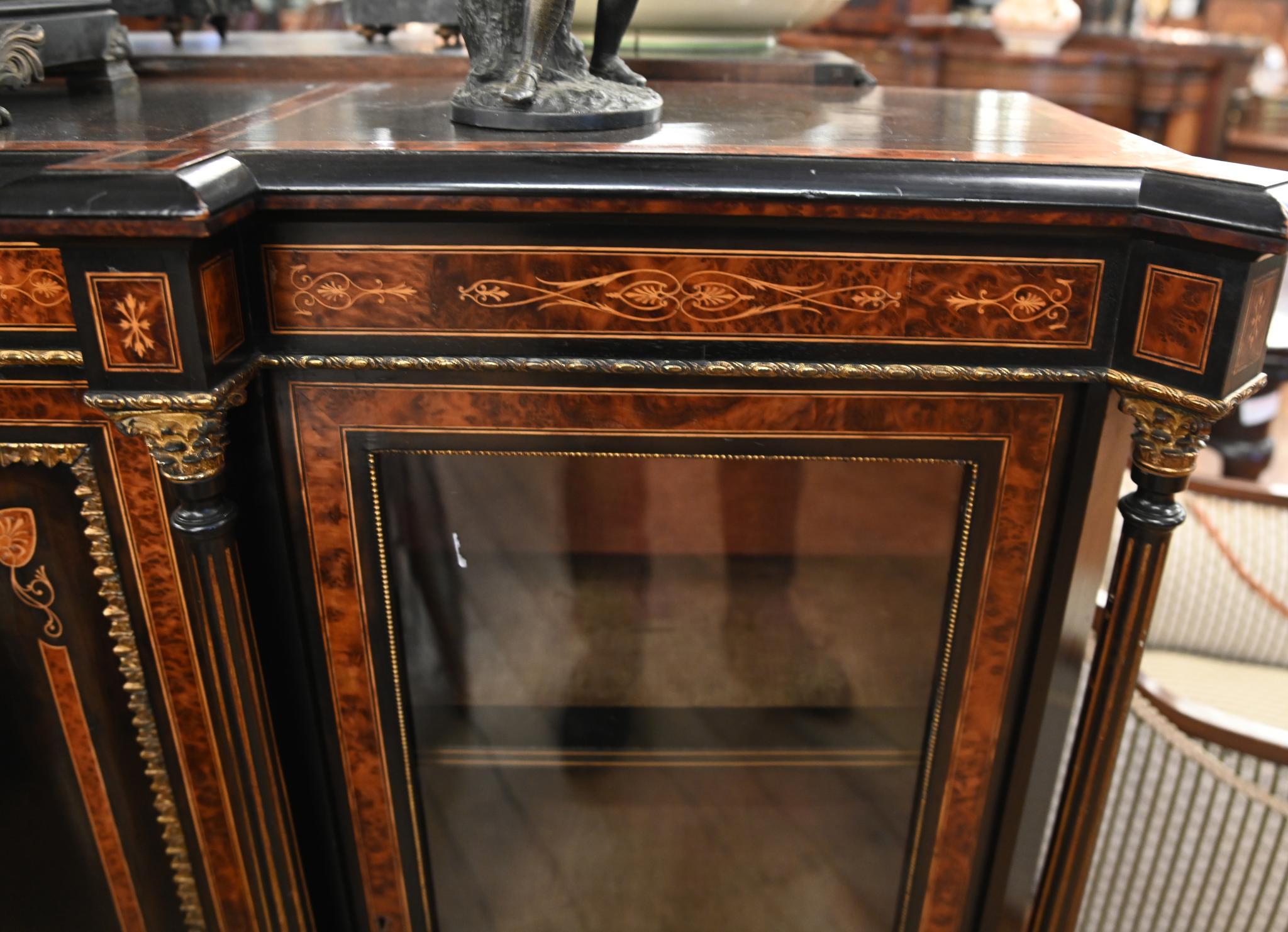 Victorian Ebonised Sideboard Amboyna Server Credenza 1880 For Sale 5