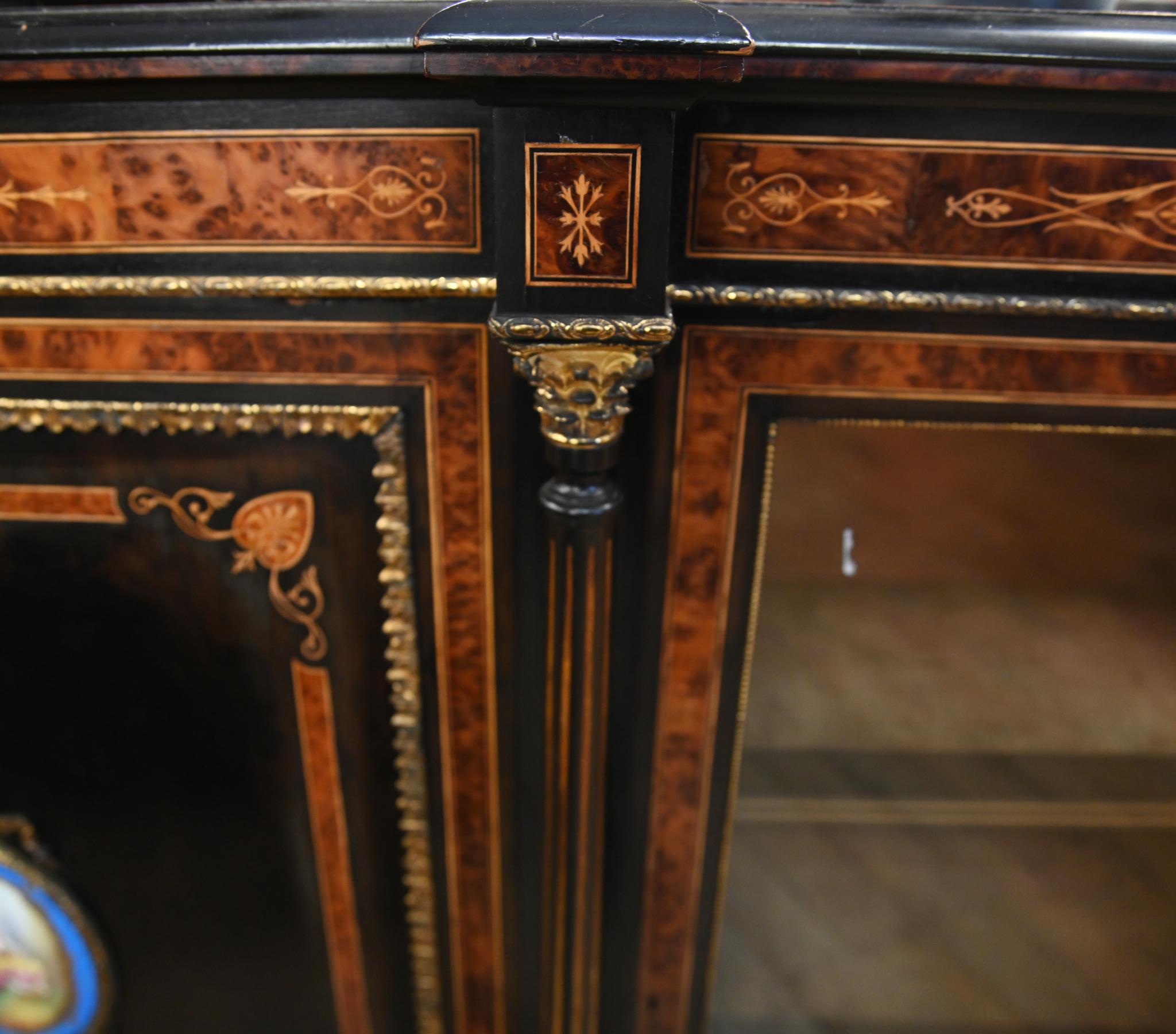 Late 19th Century Victorian Ebonised Sideboard Amboyna Server Credenza 1880 For Sale