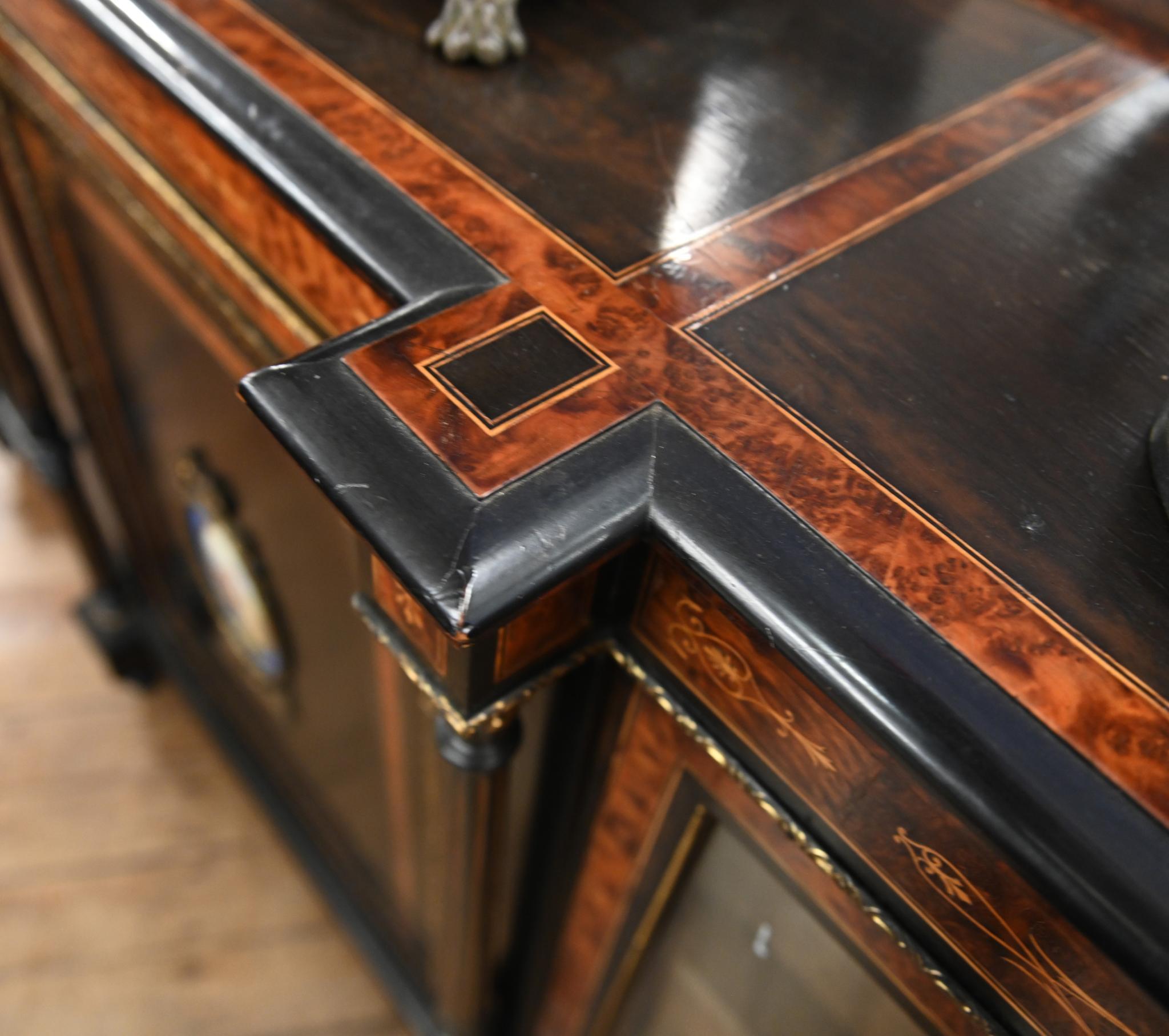 Victorian Ebonised Sideboard Amboyna Server Credenza 1880 For Sale 1