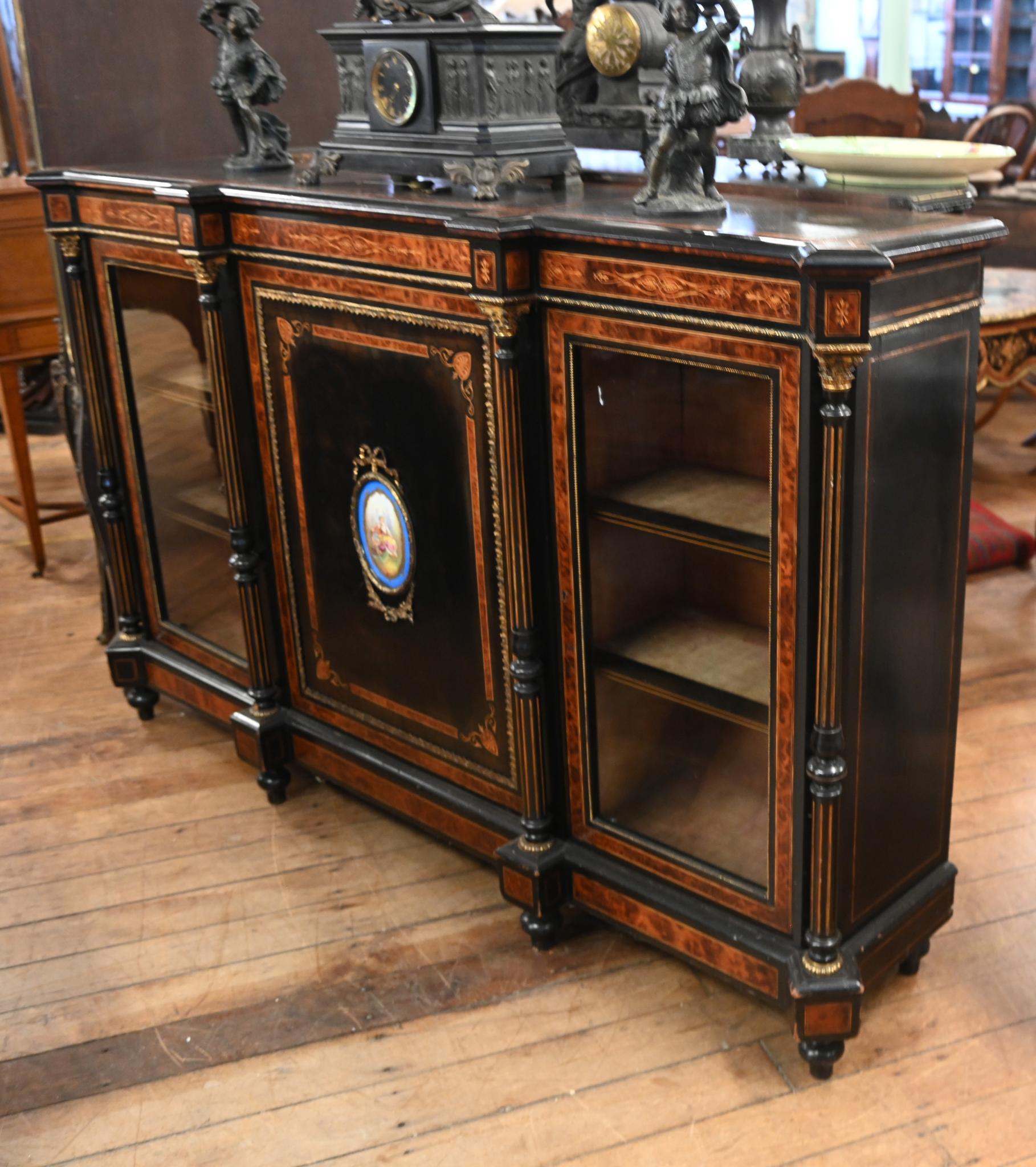 Victorian Ebonised Sideboard Amboyna Server Credenza 1880 For Sale 3