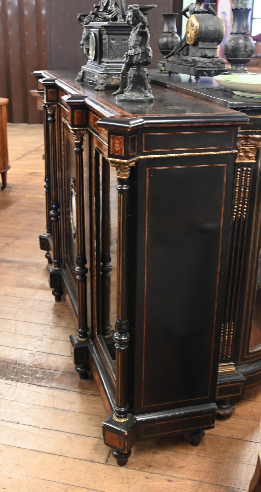 Victorian Ebonised Sideboard Amboyna Server Credenza 1880 For Sale 4