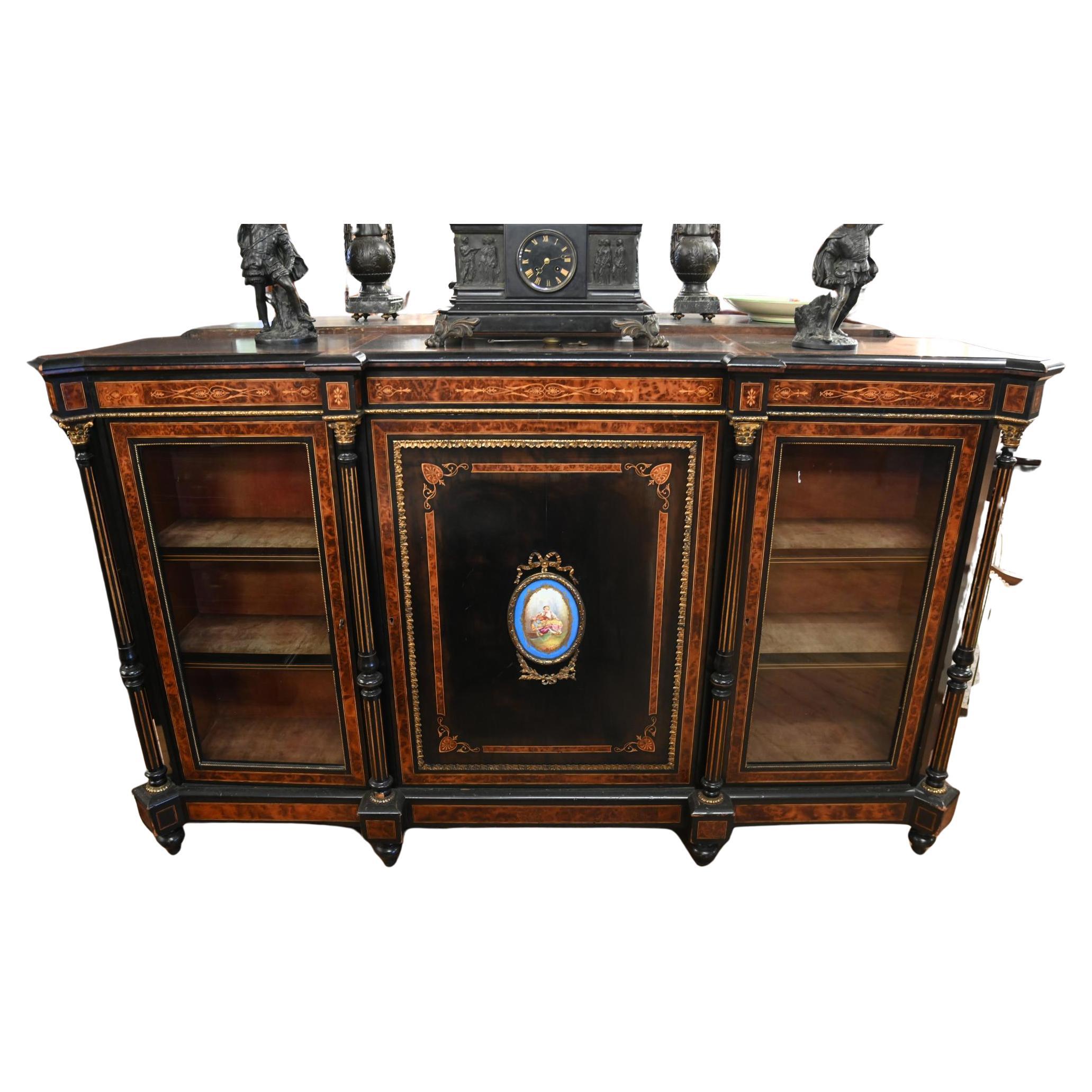 Victorian Ebonised Sideboard Amboyna Server Credenza 1880