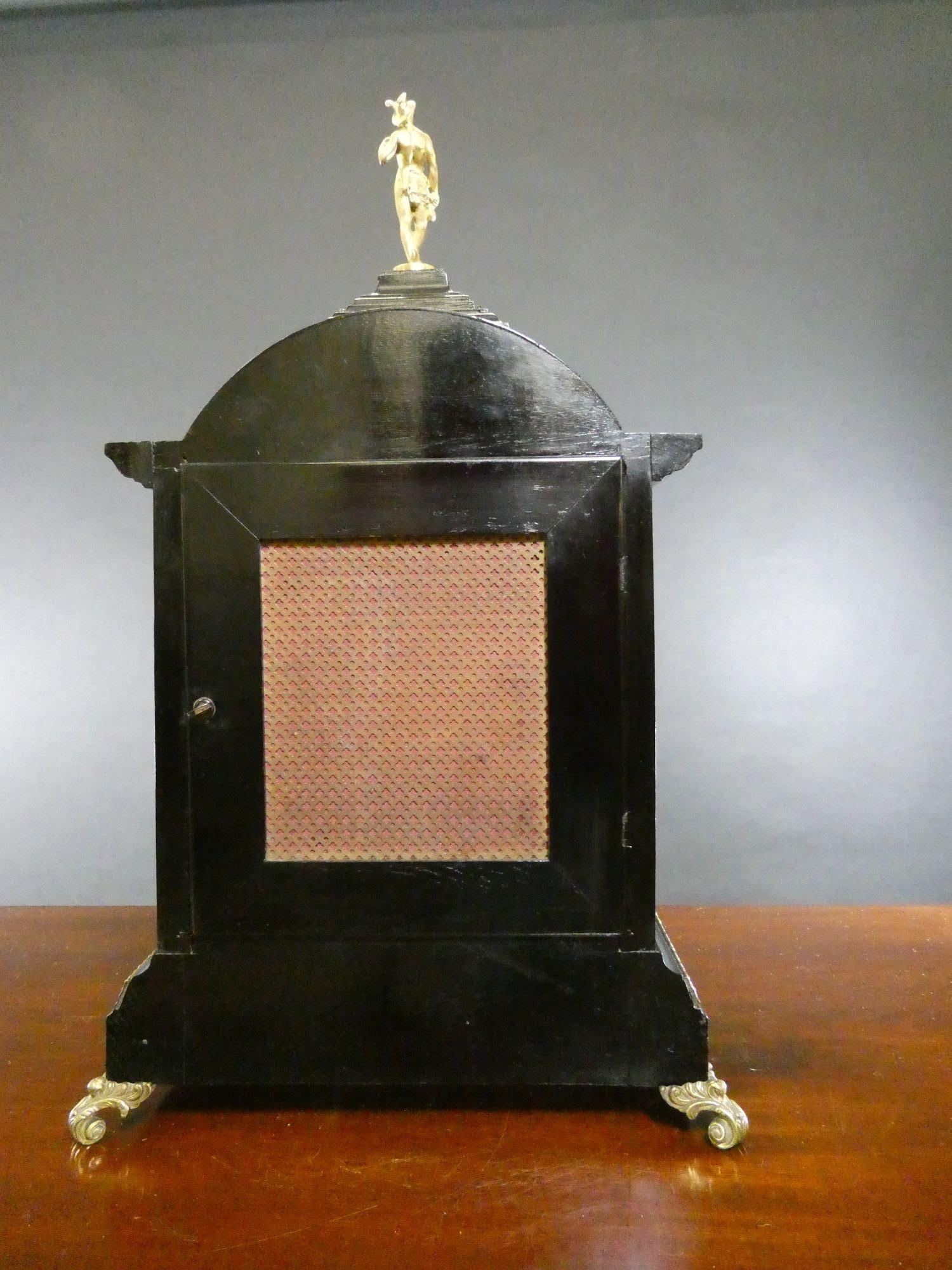 Victorian Ebonised Ting-Tang Chiming Bracket Clock In Good Condition For Sale In Norwich, GB