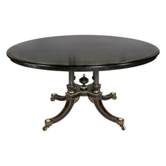 Victorian Ebonized and Brass Mounted Breakfast Table by Edwards & Roberts