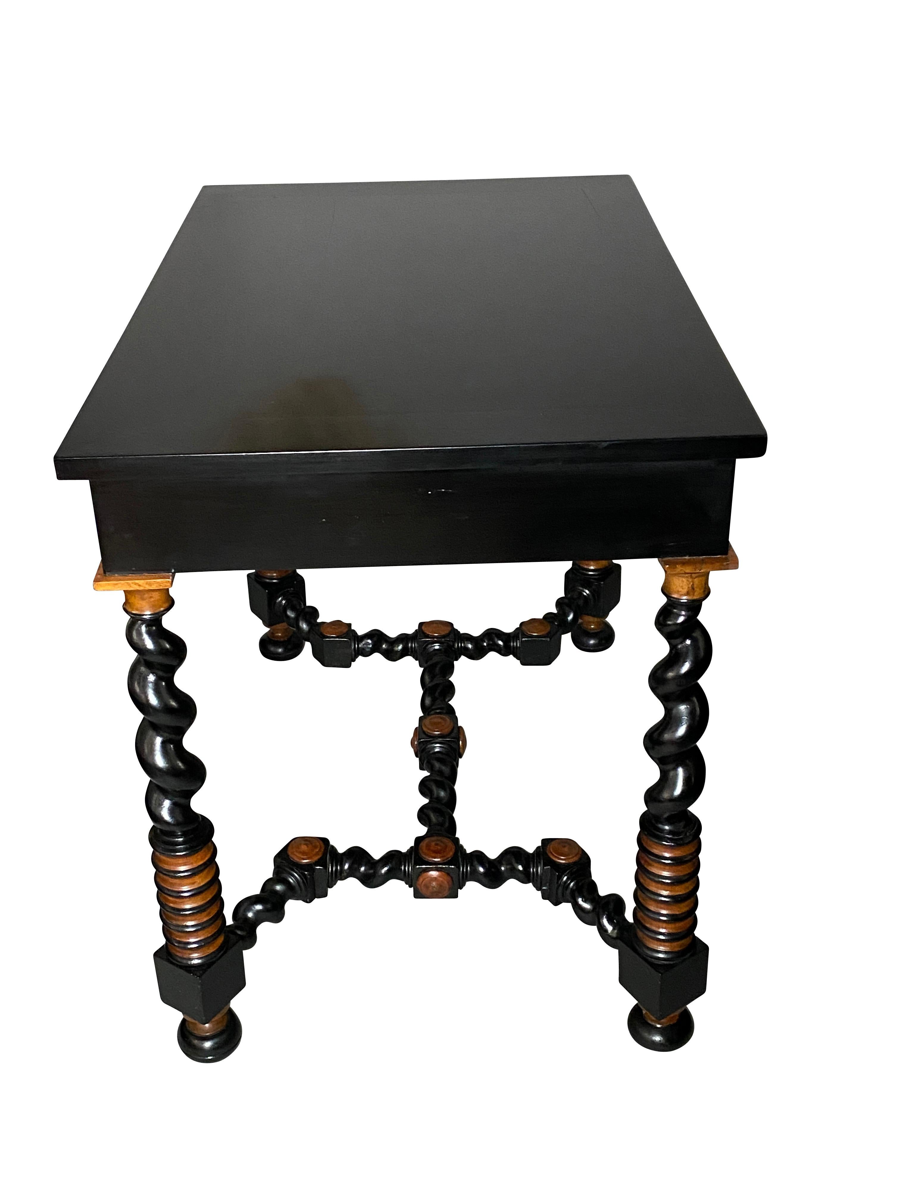 European Victorian Ebonized and Fruitwood Table