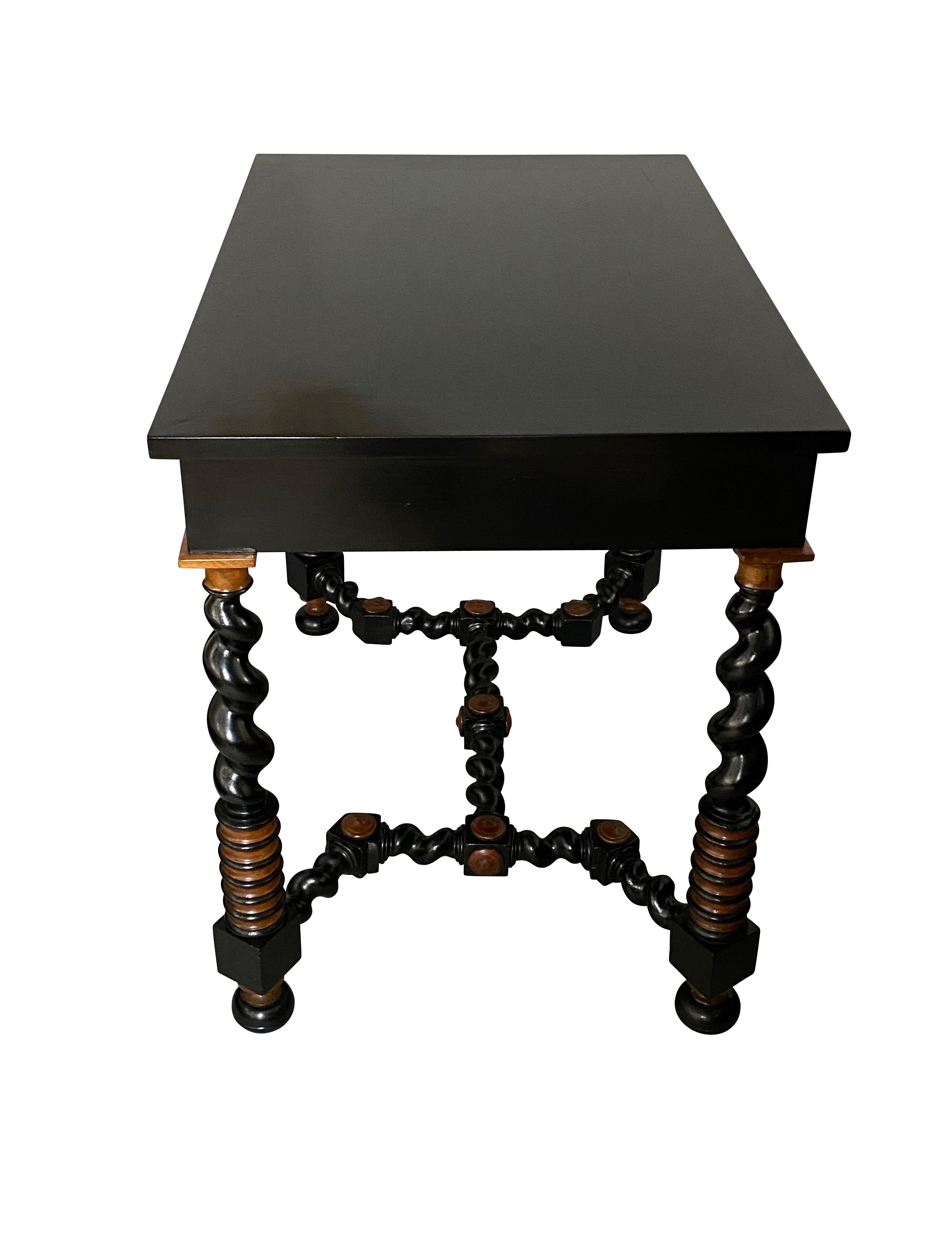 Victorian Ebonized and Fruitwood Table In Good Condition In Essex, MA