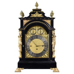 Horloge de support victorienne en bois d'ébène de Barraud & Lunds