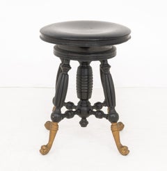 Victorian Ebonized Circular Piano Stool, ca. 1900