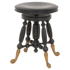 Victorian Ebonized Circular Piano Stool, ca. 1900