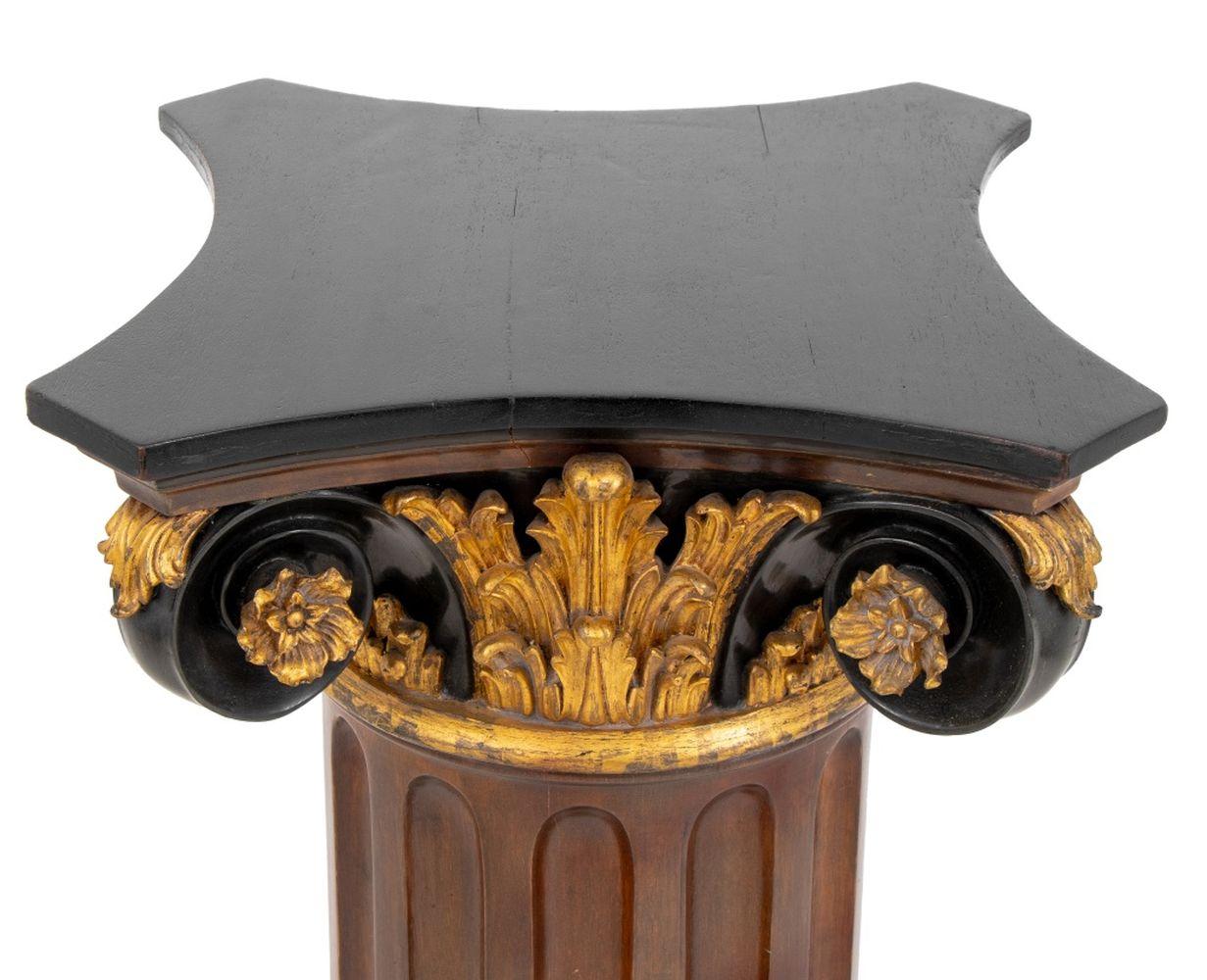 Victorian Ebonized and Gilt Composition Mahogany Corinthian Column, late 19th century, of typical form. 45