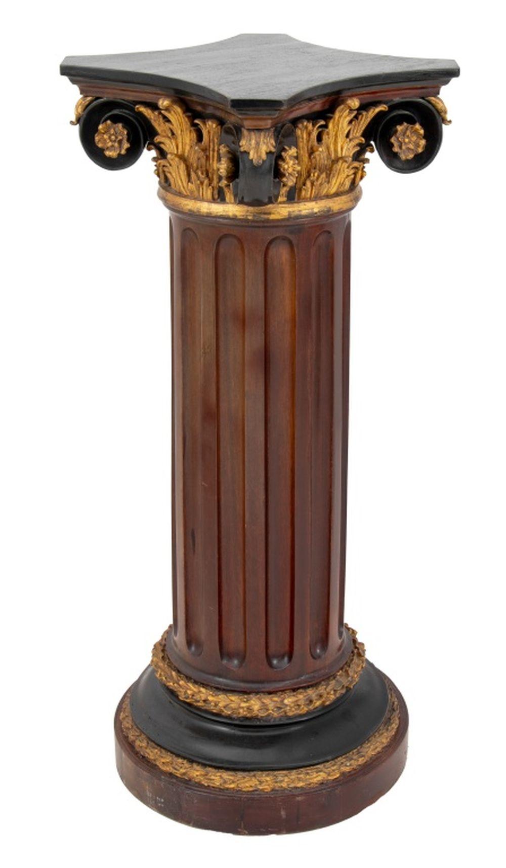 Victorian Ebonized & Gilt Corinthian Column In Good Condition For Sale In Astoria, NY