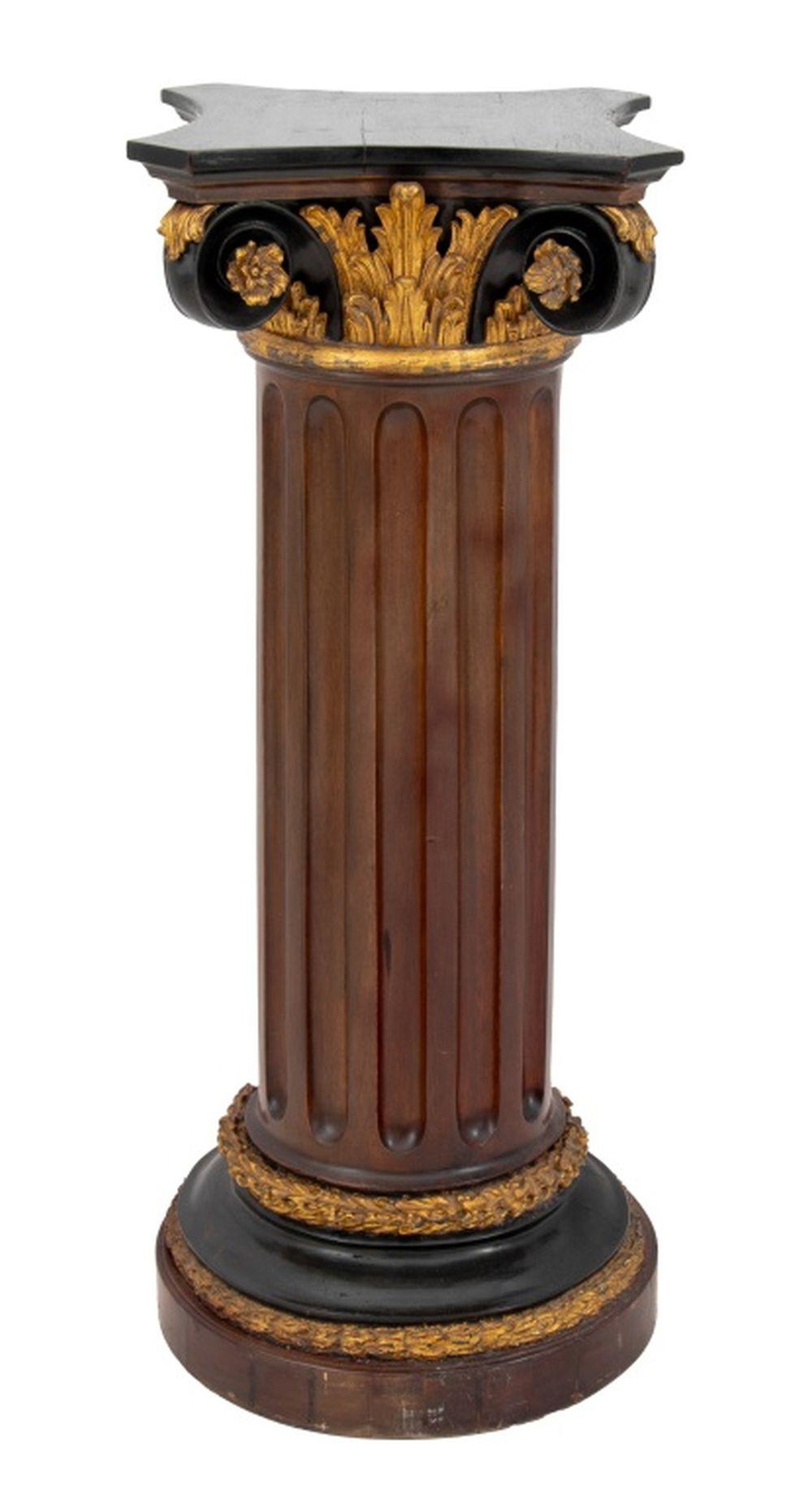 19th Century Victorian Ebonized & Gilt Corinthian Column For Sale