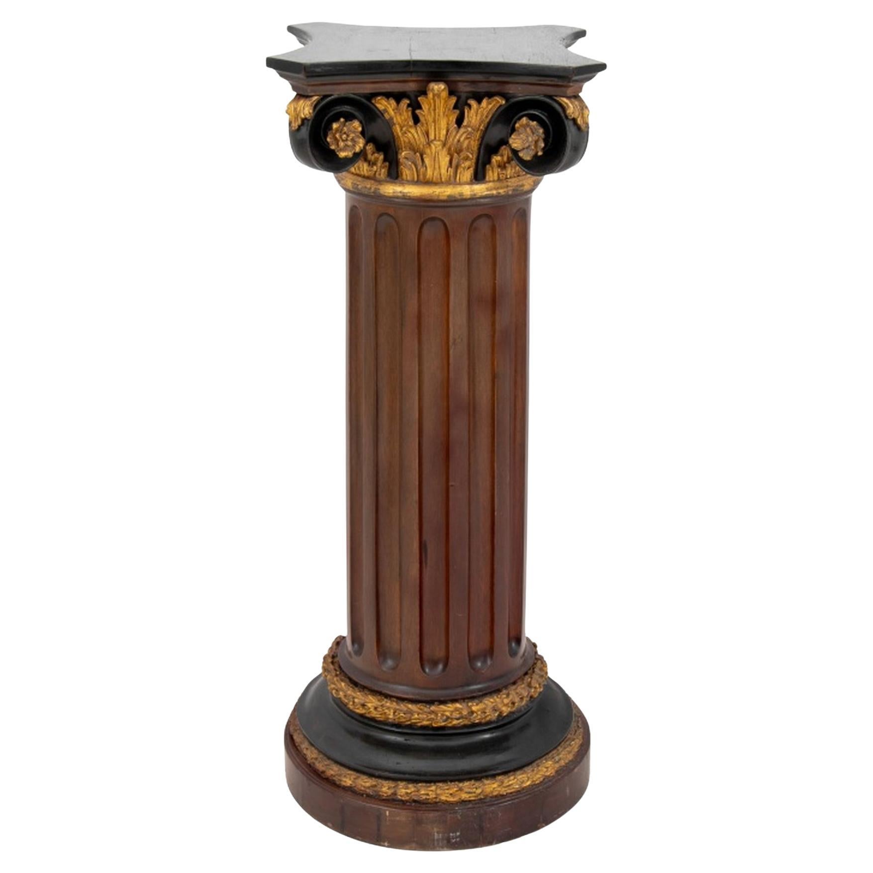 Victorian Ebonized & Gilt Corinthian Column For Sale