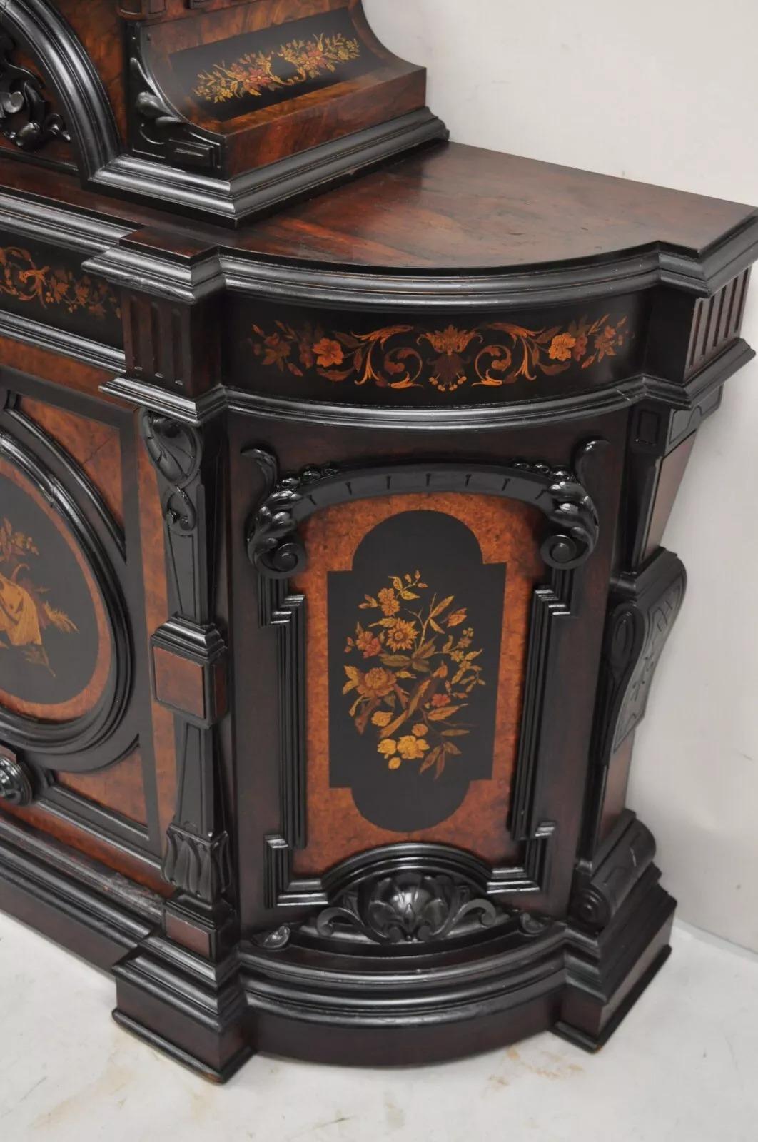 Viktorianischer Ebonisierter Palisander Figural geschnitzt Wohnzimmerschrank attr. Pottier & Stymus im Angebot 7
