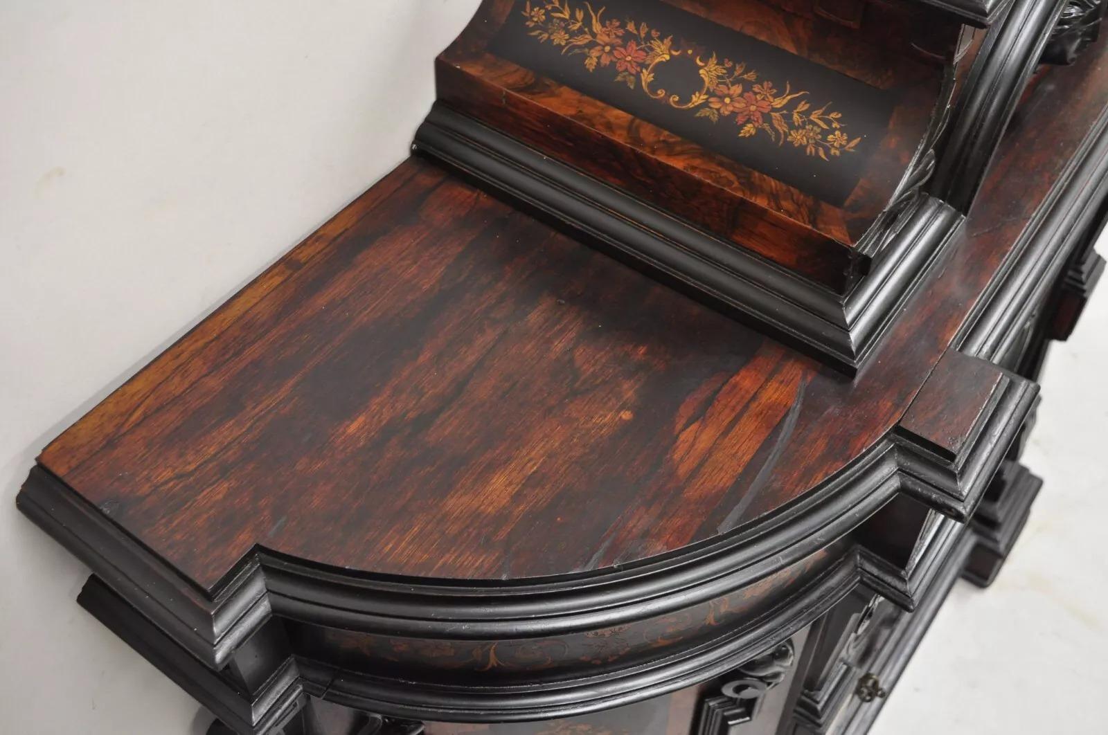 Viktorianischer Ebonisierter Palisander Figural geschnitzt Wohnzimmerschrank attr. Pottier & Stymus im Angebot 9