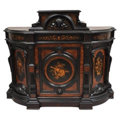 Victorian Ebonized Rosewood Figural Carved Parlor Cabinet attr. Pottier & Stymus
