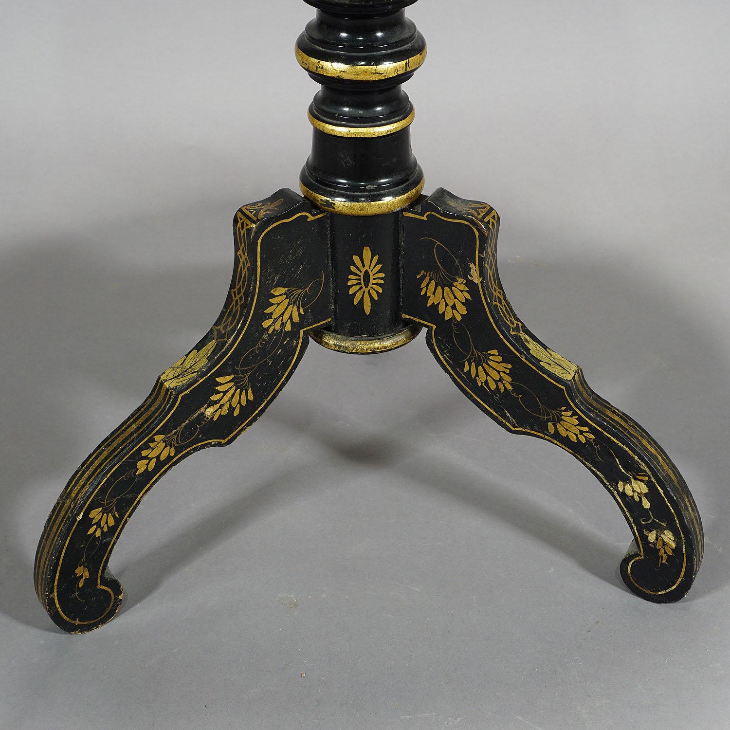 Mother-of-Pearl Victorian Ebonized Side Table with Mother of Pearl Inlays