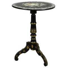 Victorian Ebonized Side Table with Mother of Pearl Inlays