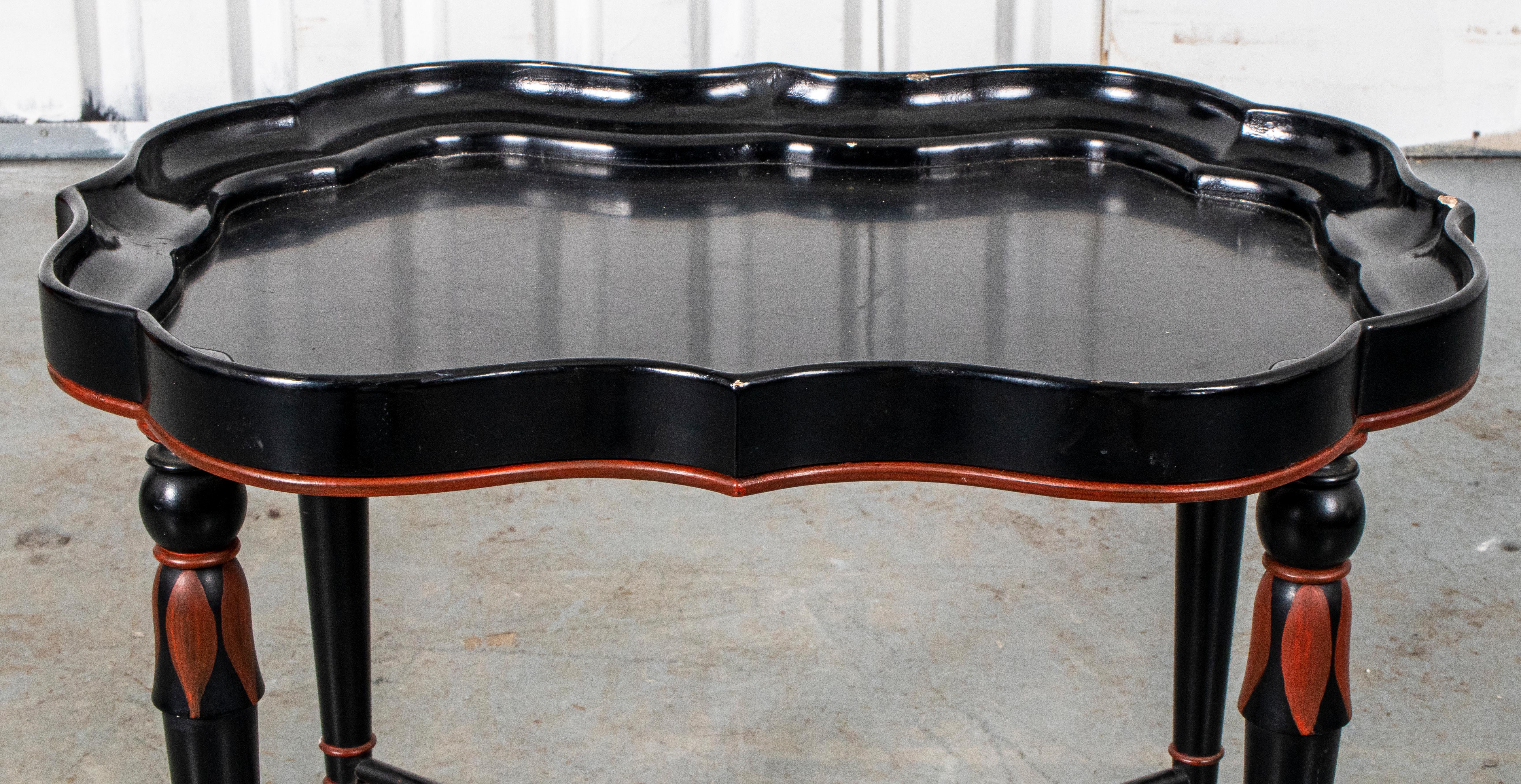 20th Century Victorian Ebonized Tray Side Table For Sale