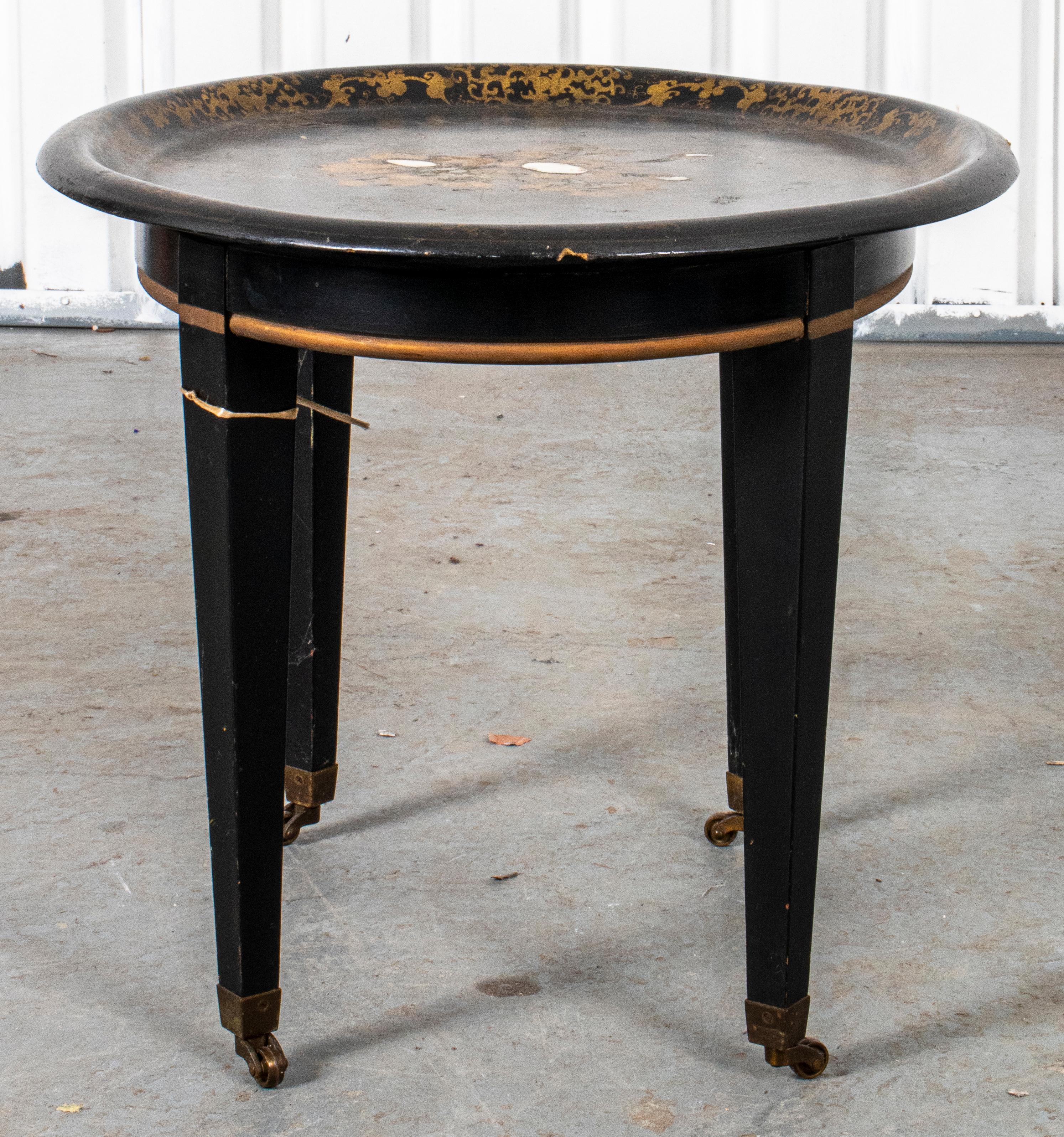 Victorian Ebonized Tray Side Table For Sale 1