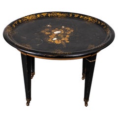 Victorian Ebonized Tray Side Table