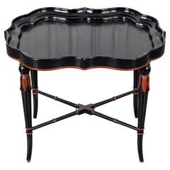 Antique Victorian Ebonized Tray Side Table