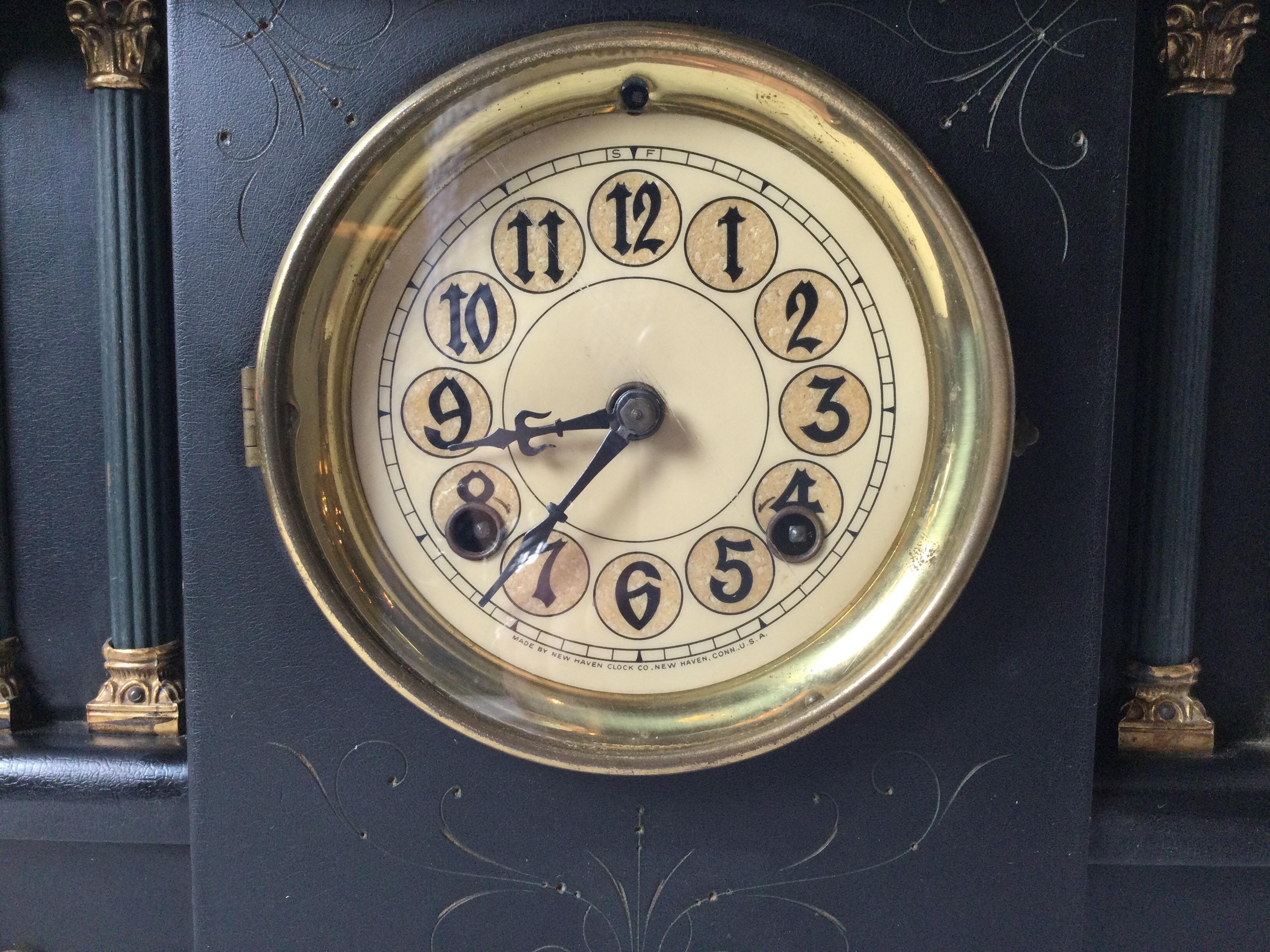 Neoclassical Victorian Ebonized Wood Mantle Clock For Sale