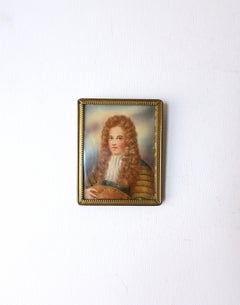 Victorian Edwardian Chromolithograph Portrait Convex Glass Brass Frame, 19th C